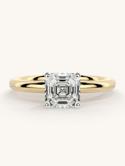 Valanova - Sterling Silver Plated with Yellow Gold and Certified Lab Grown Diamond 1.00Cts Ring