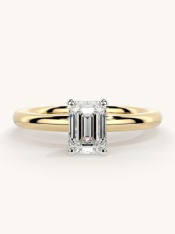Valanova - Sterling Silver Plated with Yellow Gold and Certified Lab Grown Diamond 0.75Cts Ring