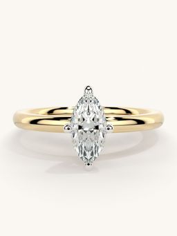 Valanova - Sterling Silver Plated with Yellow Gold and Certified Lab Grown Diamond 0.50Cts Ring