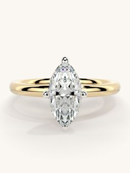 Valanova - Sterling Silver Plated with Yellow Gold and Certified Lab Grown Diamond 1.00Cts Ring