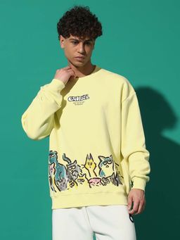 Griffel - Emoji Cats Oversized Yellow Sweatshirt