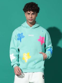 Griffel - All Over Stars Oversized Sea Green Hoodie