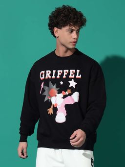 Griffel - Star Anime Oversized Black Sweatshirt