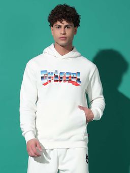 Griffel - Graphic Regular Fit Off White Hoodie