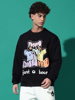 Griffel - Just A Bear Oversized Black Sweatshirt