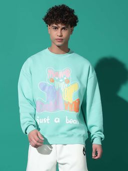 Griffel - Just A Bear Oversized Sea Green Sweatshirt
