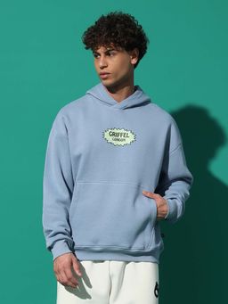 Griffel - Graphic Blue Oversized Sky Blue Hoodie
