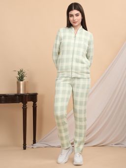 Sweet Dreams - Women Checks Track Suit Green (Set of 2)