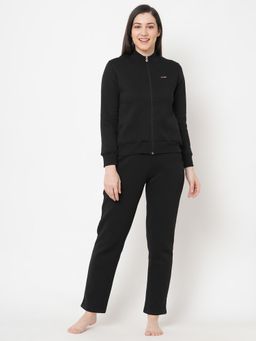 Sweet Dreams - Women Solid Track Suit Black (Set of 2)
