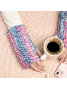 Magic Needles - Women Between Blue and Pink Fingerless Crochet Gloves