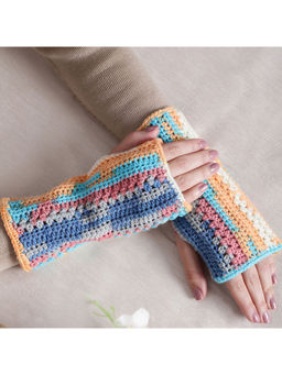 Magic Needles - Women Multi-Color Fingerless Knitted Gloves