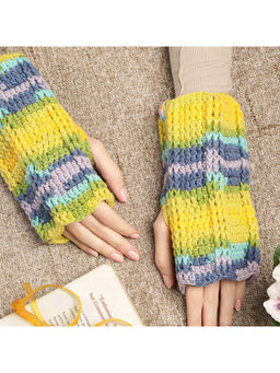 Magic Needles - Women Multi-Color Fingerless Knitted Gloves