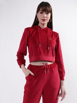 ELLE - Womens Maroon Solid Sweatshirt