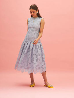 TheRealB - Desert Bluebell Gathered Midi Dress
