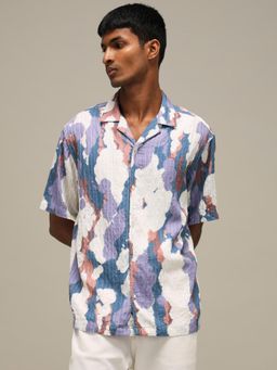 Mufti - Muted Lavender Blue Abstract Men Shirt