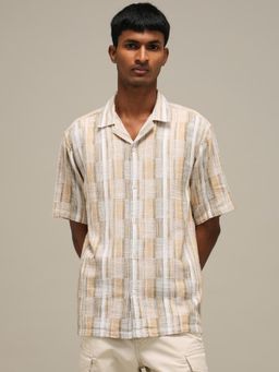 Mufti - Beige Checks Men Shirt
