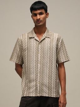 Mufti - Light Olive Textured Men Shirt