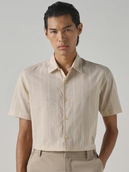 Mufti - Light Beige Stripes Men Shirt