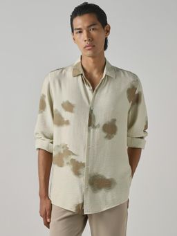 Mufti - Muted Beige Abstract Men Shirt