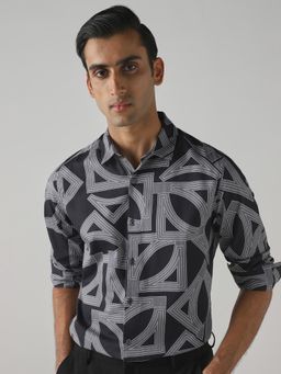 Mufti - Charcoal Geometric Men Shirt