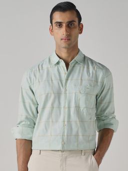 Mufti - Light Green Checks Men Shirt