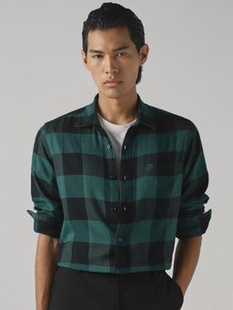 Mufti - Dark Green Checks Men Shirt