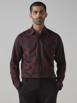 Mufti - Plum Checks Men Shirt
