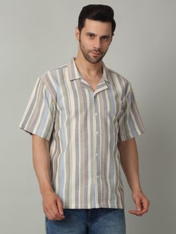 Selfusion - The Pastel Vertical Stripe Cuban Collar Shirt