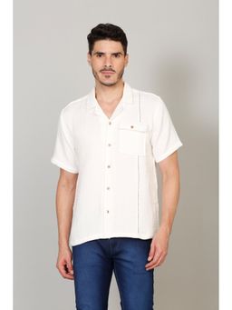 Selfusion - White Textured Resort Shirt