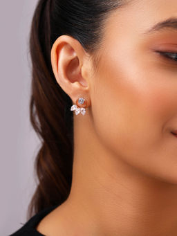Priyaasi - Ad Rose Gold Plated Floral Elegance Plain Drop Earrings