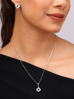 Priyaasi - Geometrical Ad Elegance Silver Plated Mini Stud Earrings Jewellery Set