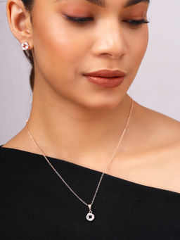 Priyaasi - Ad Geometrical Circle Design Pendant and Stud Earrings Jewellery Set