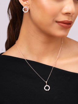 Priyaasi - Ad Rose Gold Plated Design with Simple Mini Earrings Jewellery Set