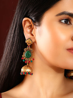 Priyaasi - Peacock Design Jhumkis Gold Plated Earrings