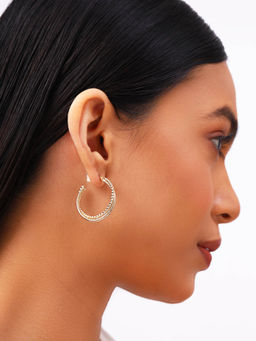 Priyaasi - Elegant Gold Plated Layered Style Hammered Hoop Earrings