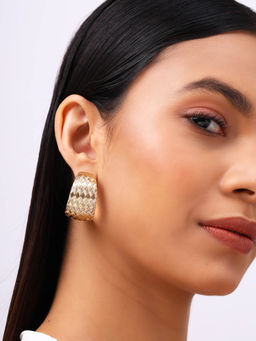 Priyaasi - Statement Hammered Style Gold Plated Hoop Earrings