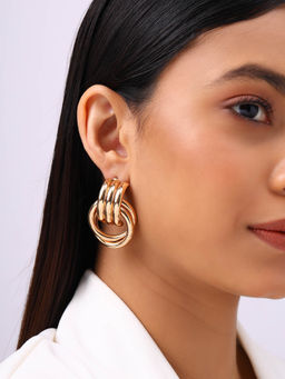 Priyaasi - Simple Gold Plated Fashionary Hoop Statement Earrings