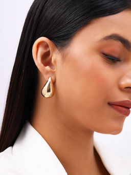 Priyaasi - Drop Design Statement Stud Gold Plated Earrings