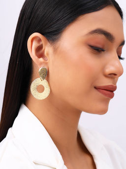 Priyaasi - Hammered Design Contemporary Stylish Drop Earrings