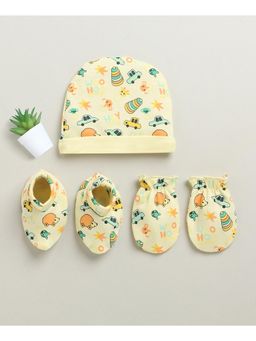 Bumzee - Yellow Boys Cotton Cap Mitten Bootie Set