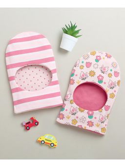 Bumzee - Pink & Peach Girls Cotton Monkey Caps (Pack of 2)