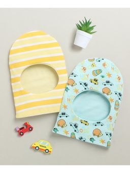 Bumzee - Sky Blue & Yellow Boys Cotton Monkey Caps (Pack of 2)
