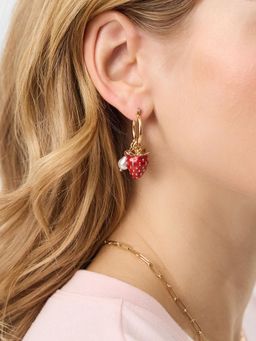 Accessorize London - Women's Strawberry Charm Hoop Earrings