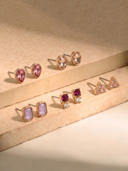 Accessorize London - Women's Gemstone Stud Earrings (Pack Of 5)