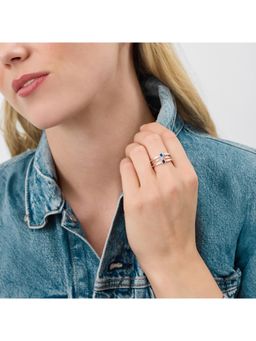 Accessorize London - Women's Sterling Silver-Plated Mixed Stone Rings (Pack Of 3)