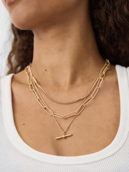 Accessorize London - Women's T-Bar Pendant Chain Necklaces (Pack Of 3)