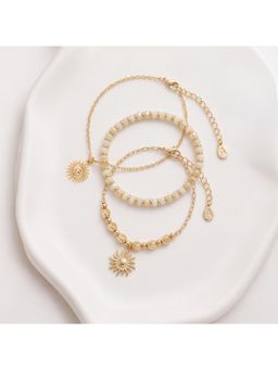 Accessorize London - Women's Sun Charm Beaded Anklets (Pack Of 3)