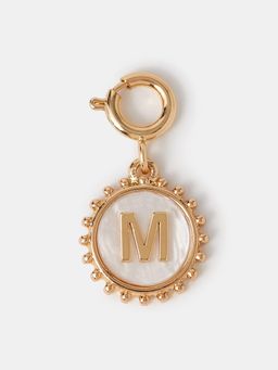 Accessorize London - Women's Initial (M) Pearl Coin Jewellery Charm Gold