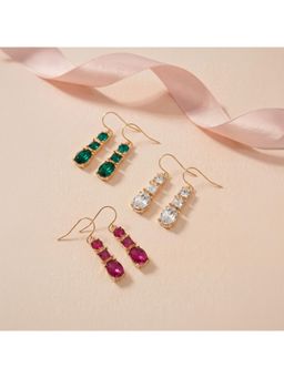 Accessorize London - Women's Gemstone Drop Earrings (Pack Of 3)