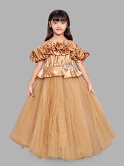 Pink Chick - Off Shoulder Gown -Bronze